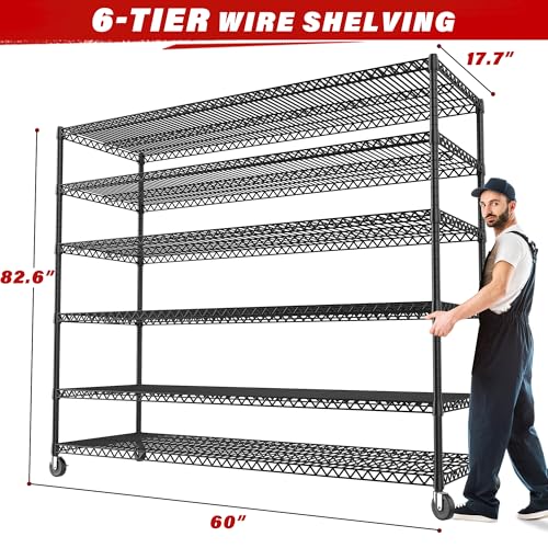 4 Tier Steel Wire Shelving Unit on Wheels J16610