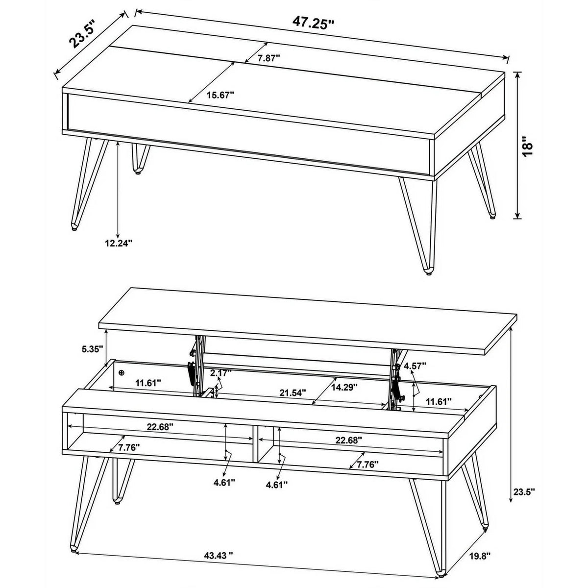Modern Wood Lift Top Coffee Table A99961