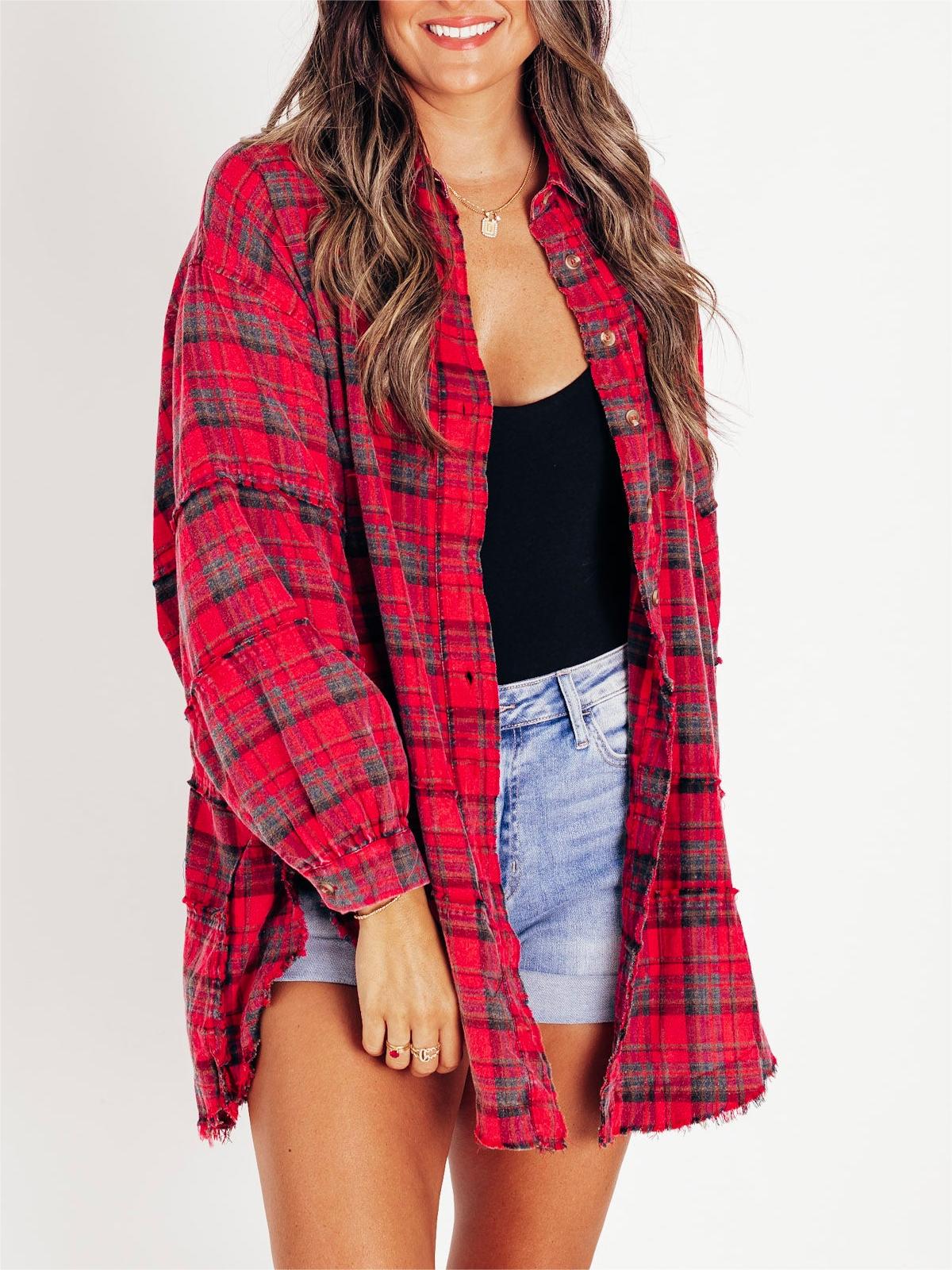 Washed Oversized Shirt Jacket with Pockets B360