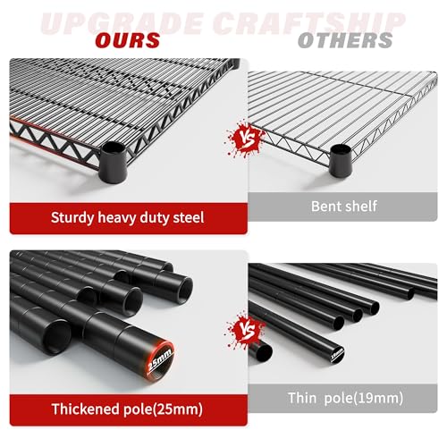 4 Tier Steel Wire Shelving Unit on Wheels J16610