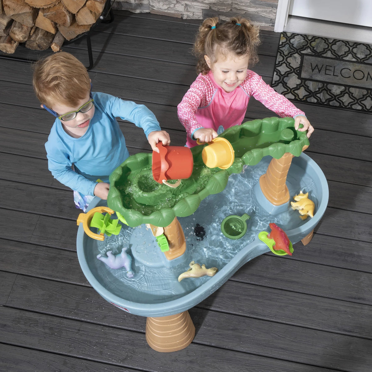 Gray Plastic Water Table with 13-piece Playset L406138