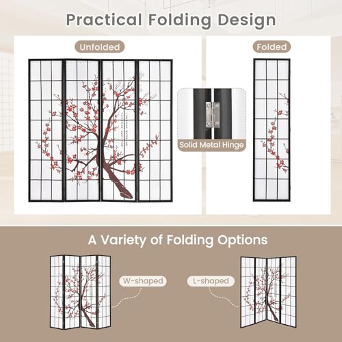 4 Panel 6FT Folding Privacy Screen, White Q78956