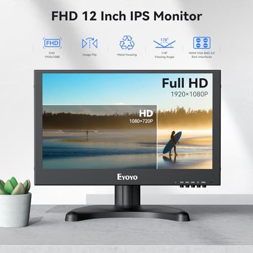 12 inch 1920x1080 IPS LCD Monitor with VGA HDMI BNC AV USB Input Metal Housing F771
