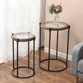 Metal & Glass Round Accent Table 2 Piece J271