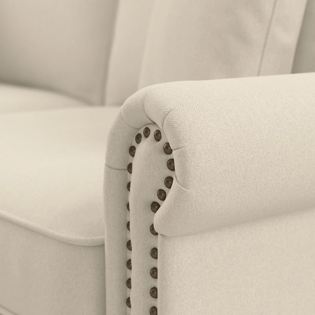 Cream Herringbone Fabric Sofa I1701