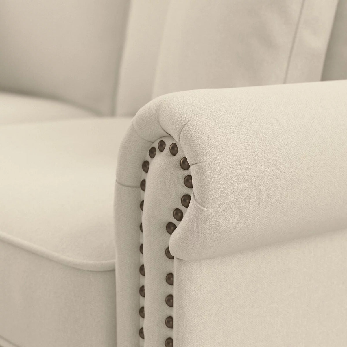 Cream Herringbone Fabric Sofa I1701