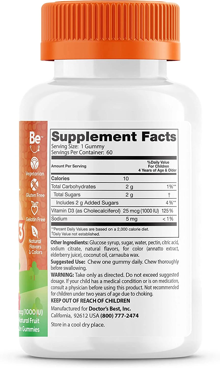 Vitamin D3 Gummy 25 mcg 60 Gummies B645175
