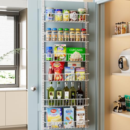 White 6-Tier Metal Over the Door Pantry Organizer Rack I329421