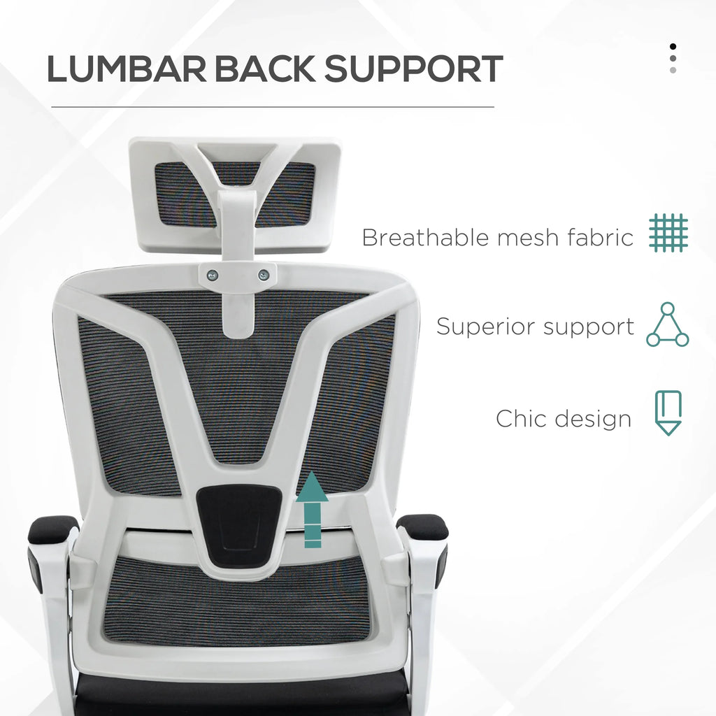 Black Home Office Chair with Adjustable Headrest and Lumbar Support B2568