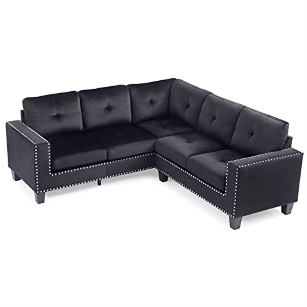 Black Velvet Sectional S94350