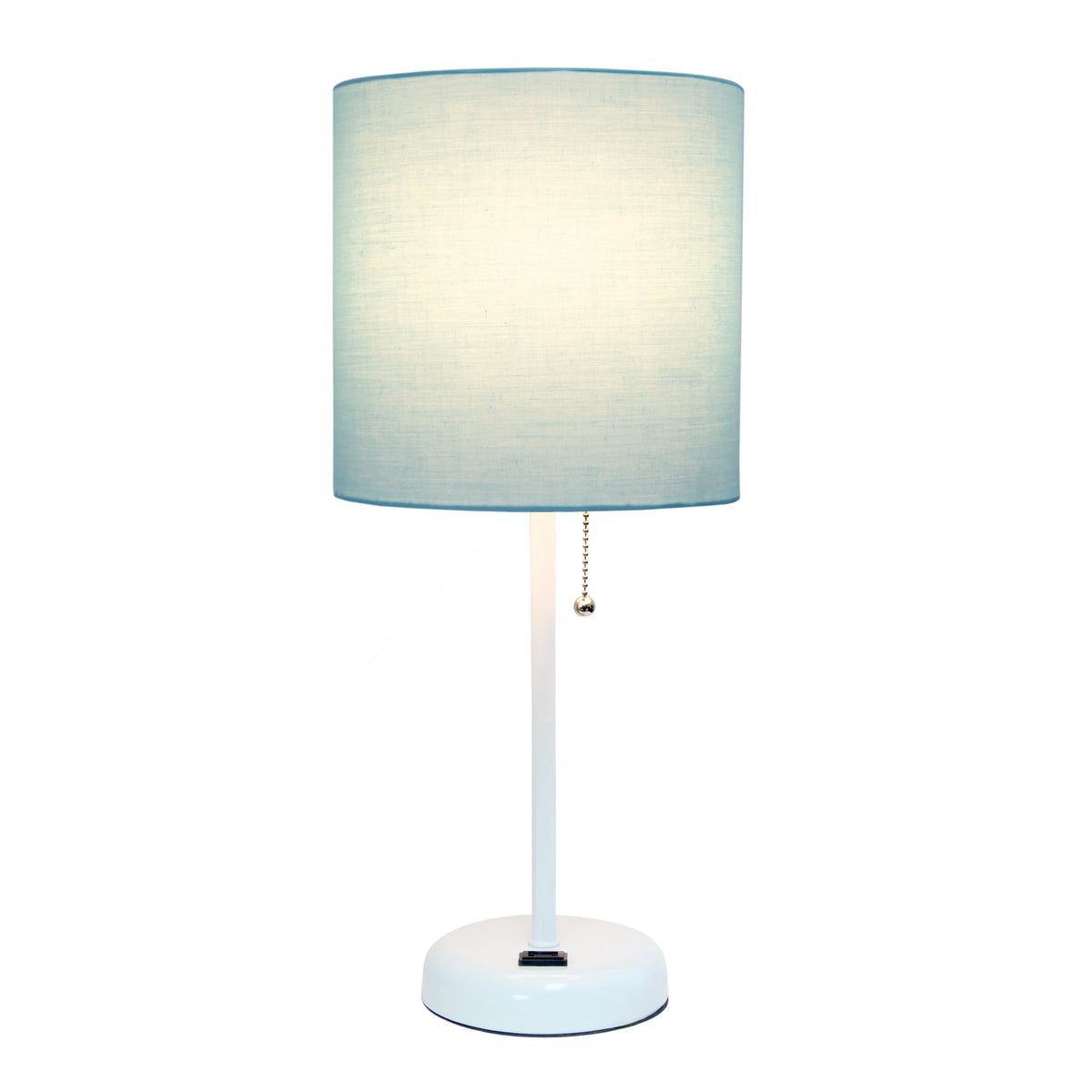 Aqua White Stick Lamp with Fabric Shade F4894