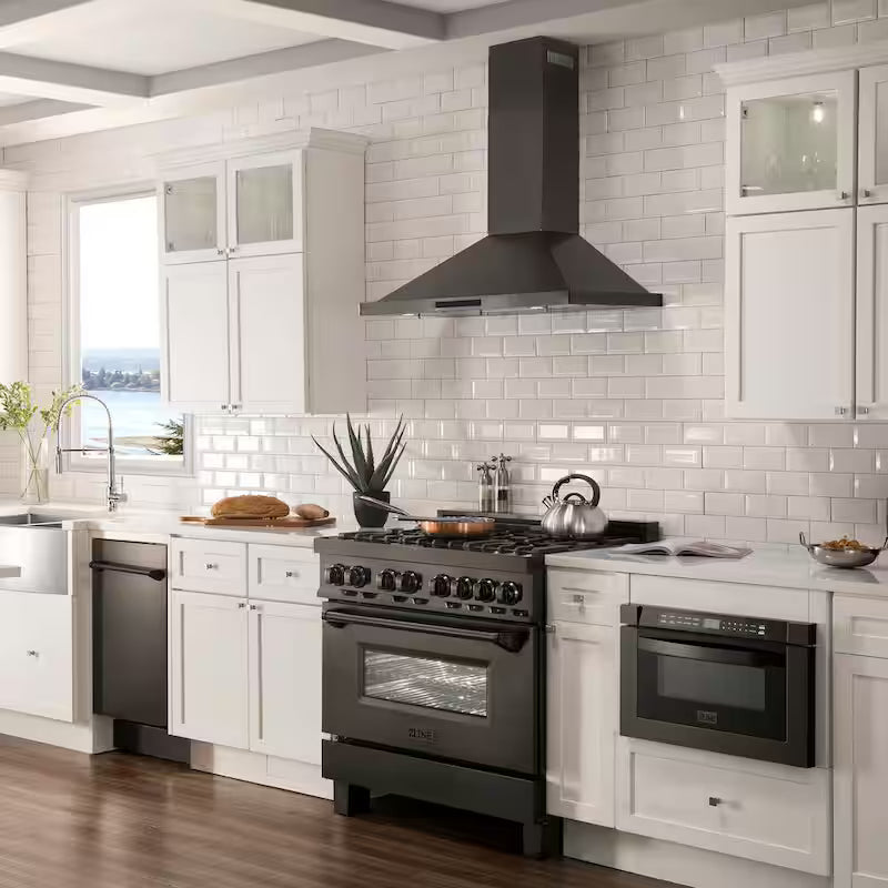 Black Stainless Steel 30 in. 400 CFM Convertible Wall Mount Range Hood R883502