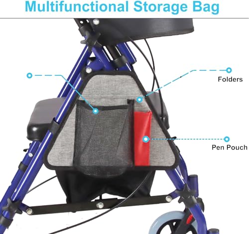 Blue Steel Rollator Walker with Seat N50166