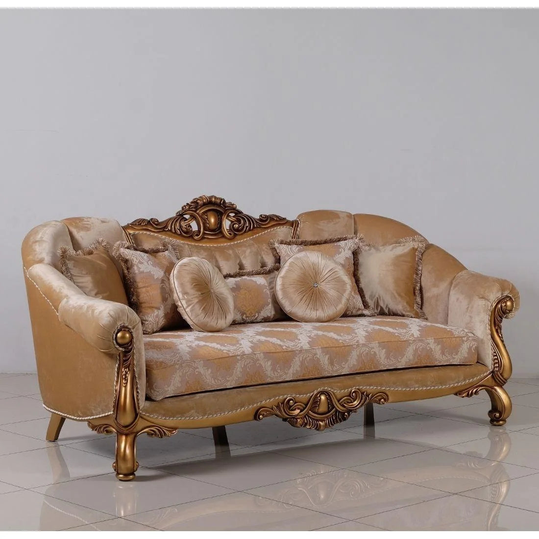 Golden Bronze Wood Trim Sofa G6064