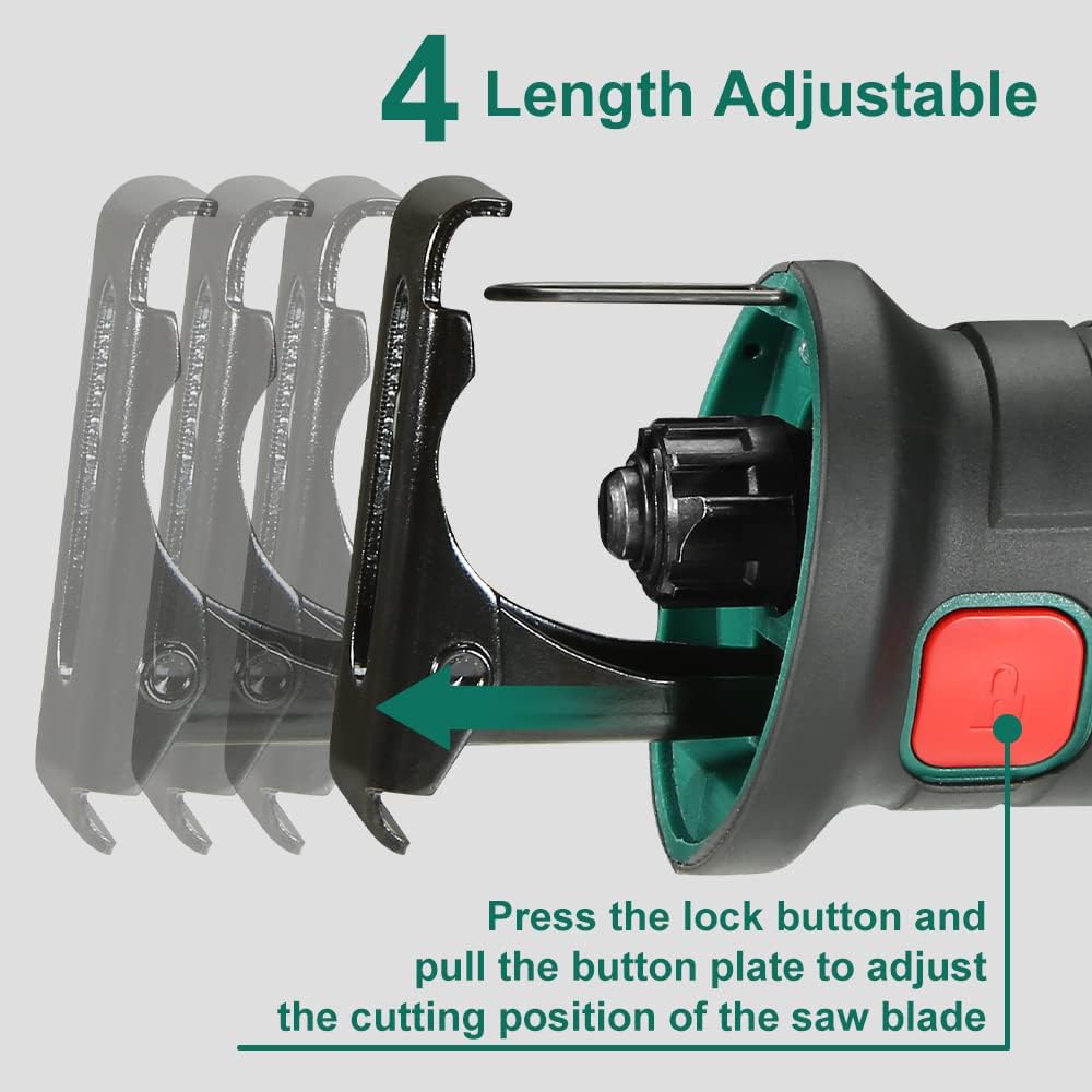Cordless Reciprocating Saw 20V 2Ah 2 Batteries 4 Saw Blades R4500