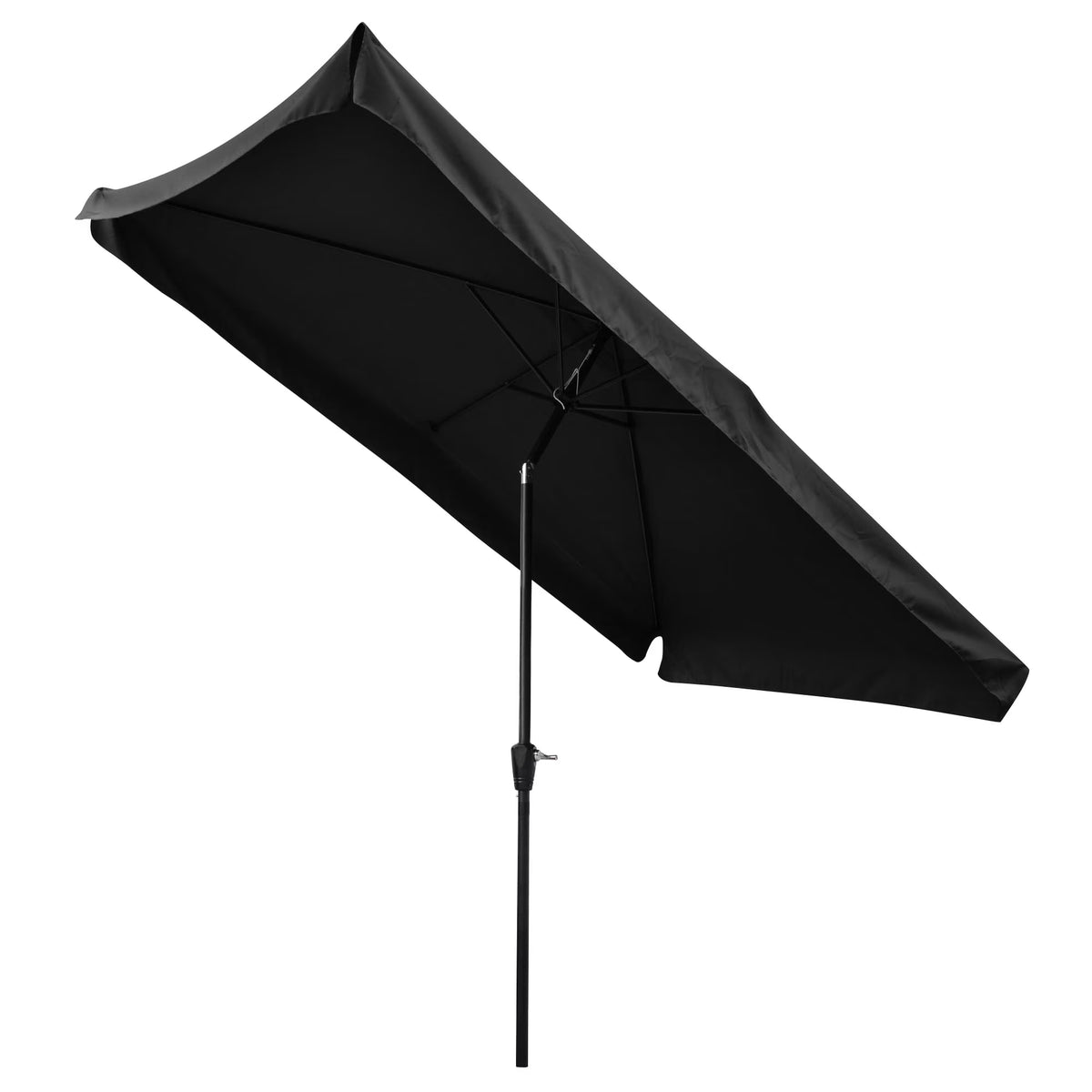 10x6.5ft Rectangle Aluminum Outdoor Patio Umbrella with Valance Crank Tilt Dark Black E9679