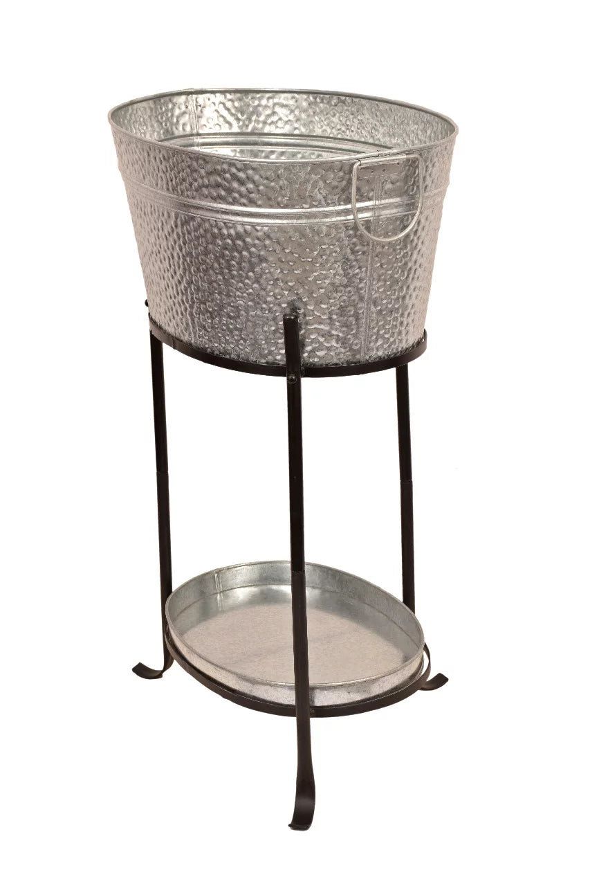 Galvanized Steel Beverage Tub with Tray and Stand V8861