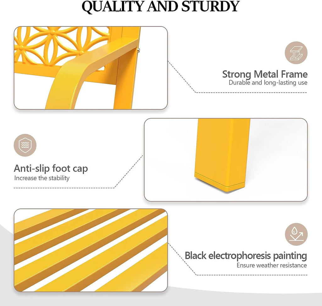 Yellow Metal Outdoor Bench N8949