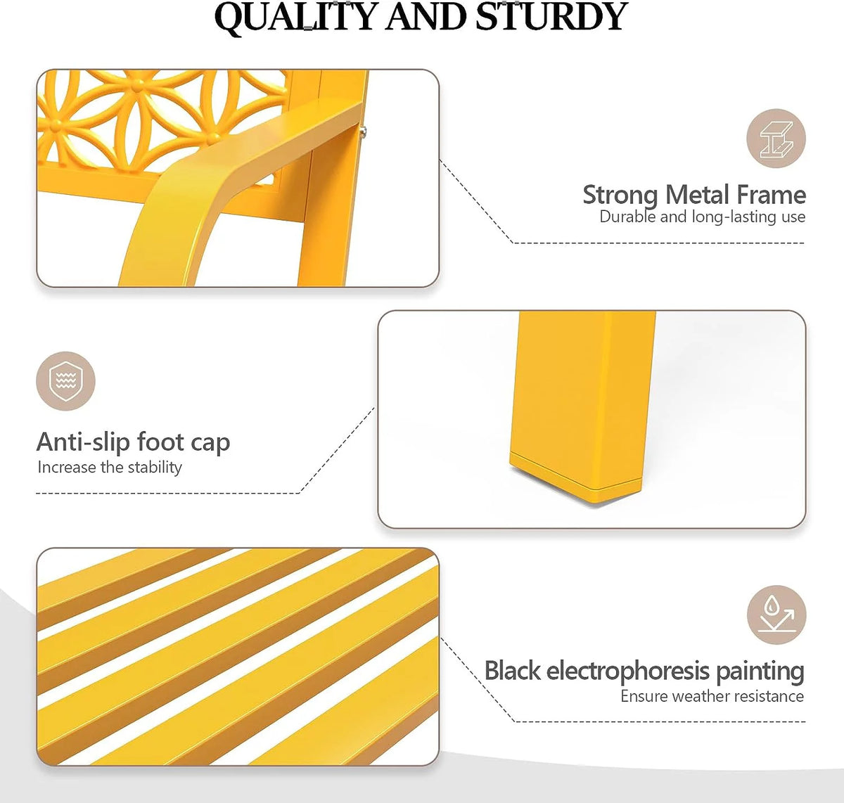 Yellow Metal Outdoor Bench N8949