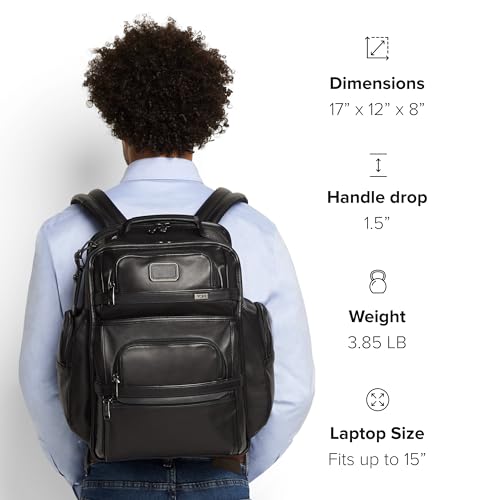 Black Leather 15" Laptop Backpack P22177