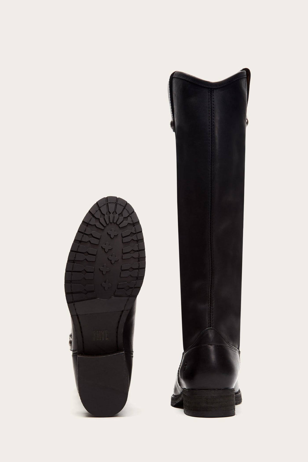 Black Button Lug Tall Boots G240