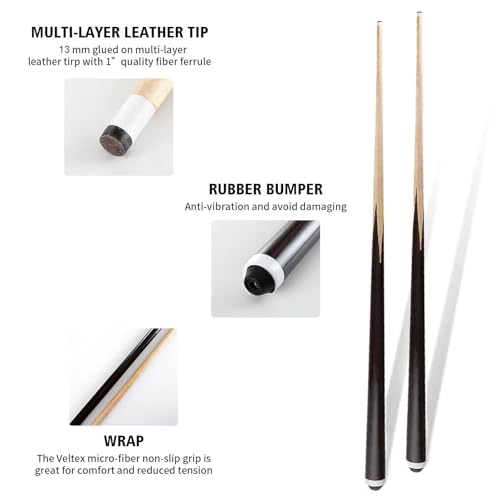 36inch 58inch Hardwood Billiard Cue Sticks Set of 2 O296