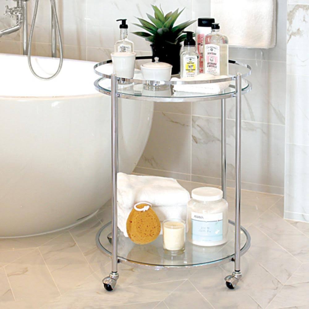 24x22 Round Cart Chrome Clear Glass S7791