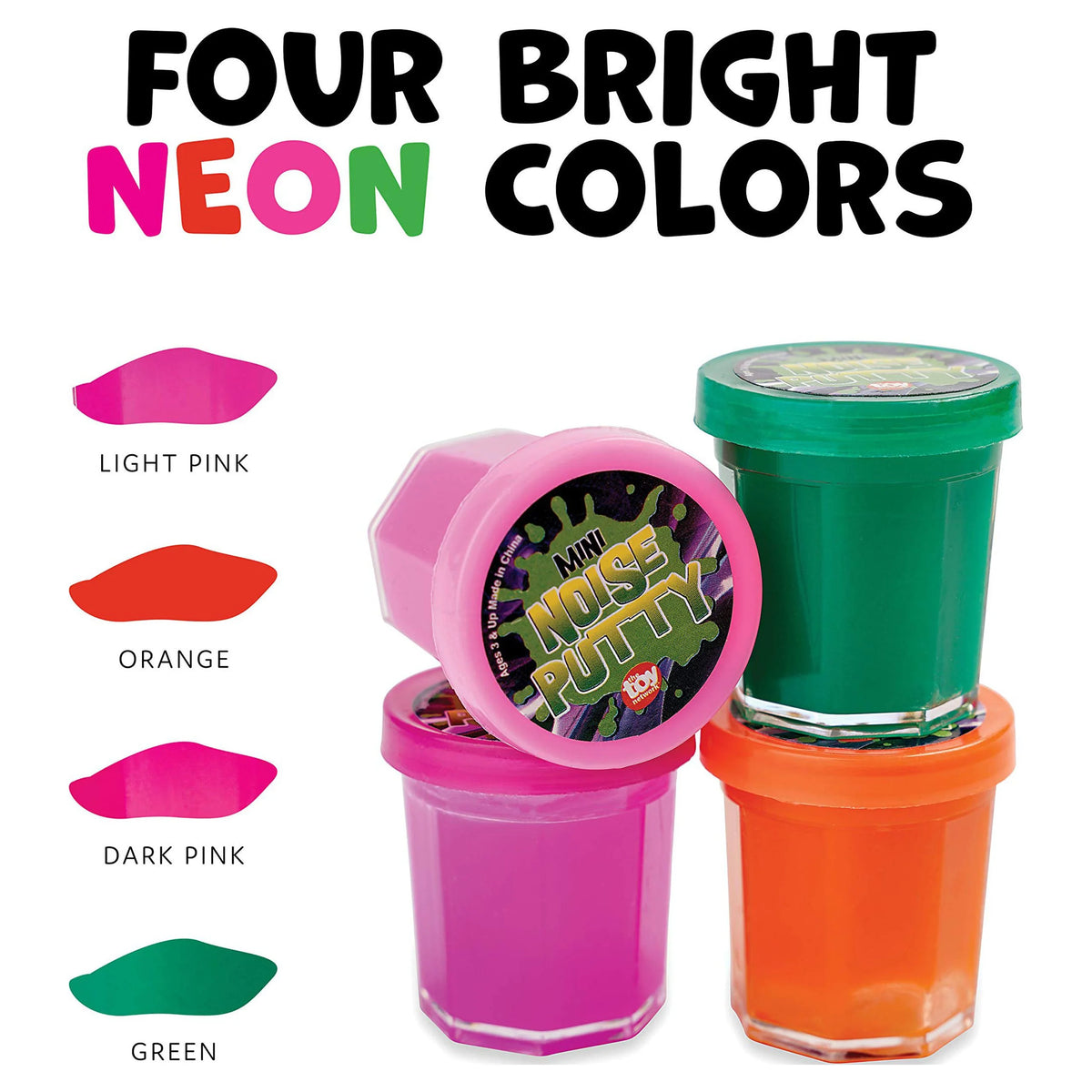 48-Pack Assorted Neon Colors Mini Noise Putty W302356