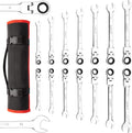 14-Piece Ratcheting Combination Wrench Set, SAE & Metric, Cr-V Steel with Storage Bag X606620
