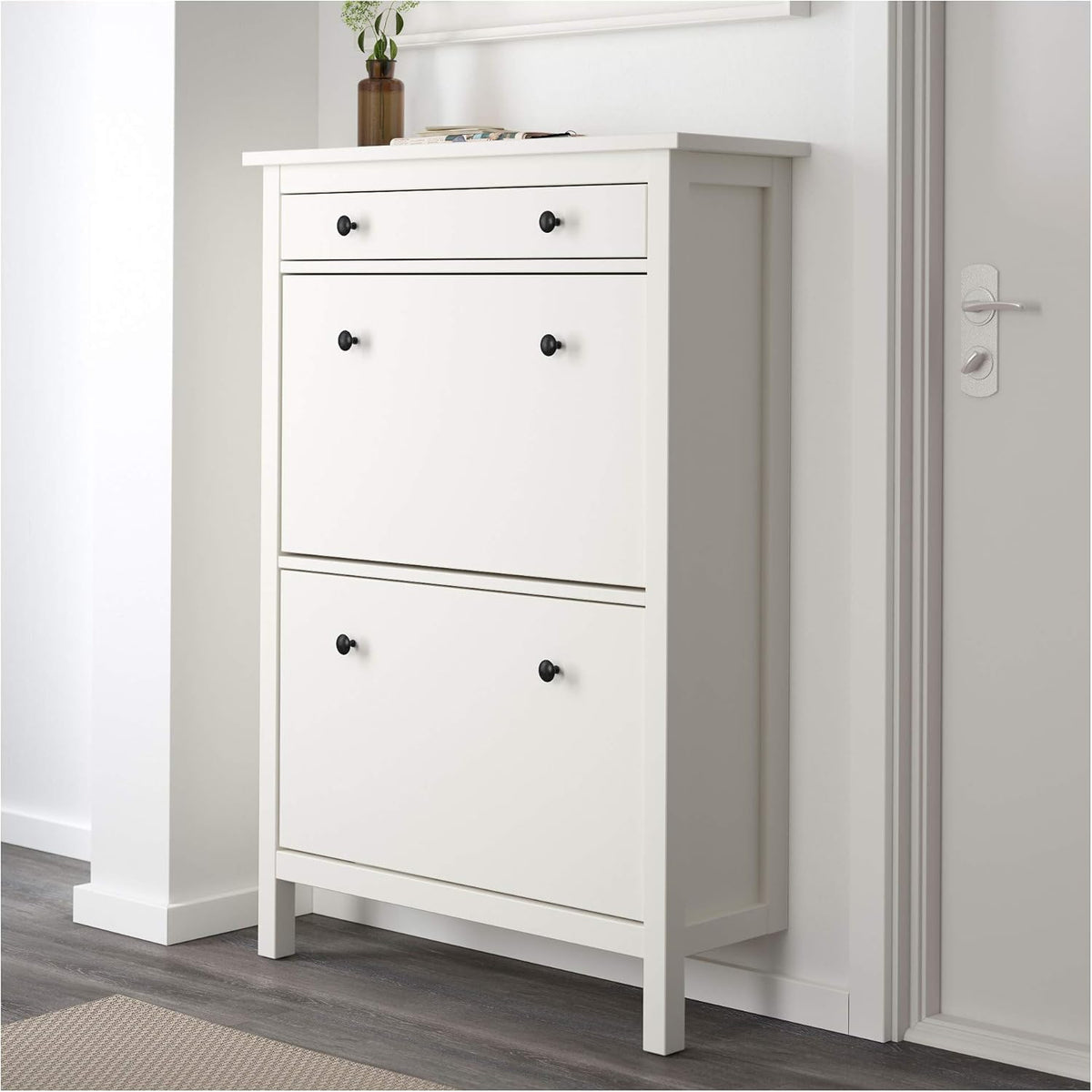 White 2 Compartment Shoe Cabinet G1492