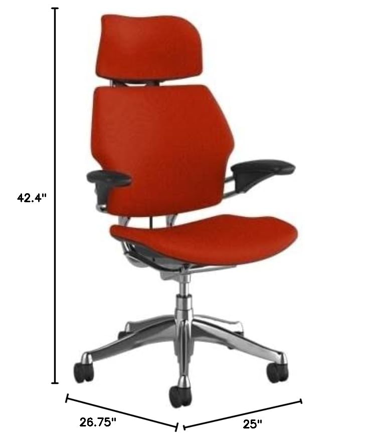 Polished Aluminum Ergonomic Office Chair with Headrest and Adjustable Arms V276418