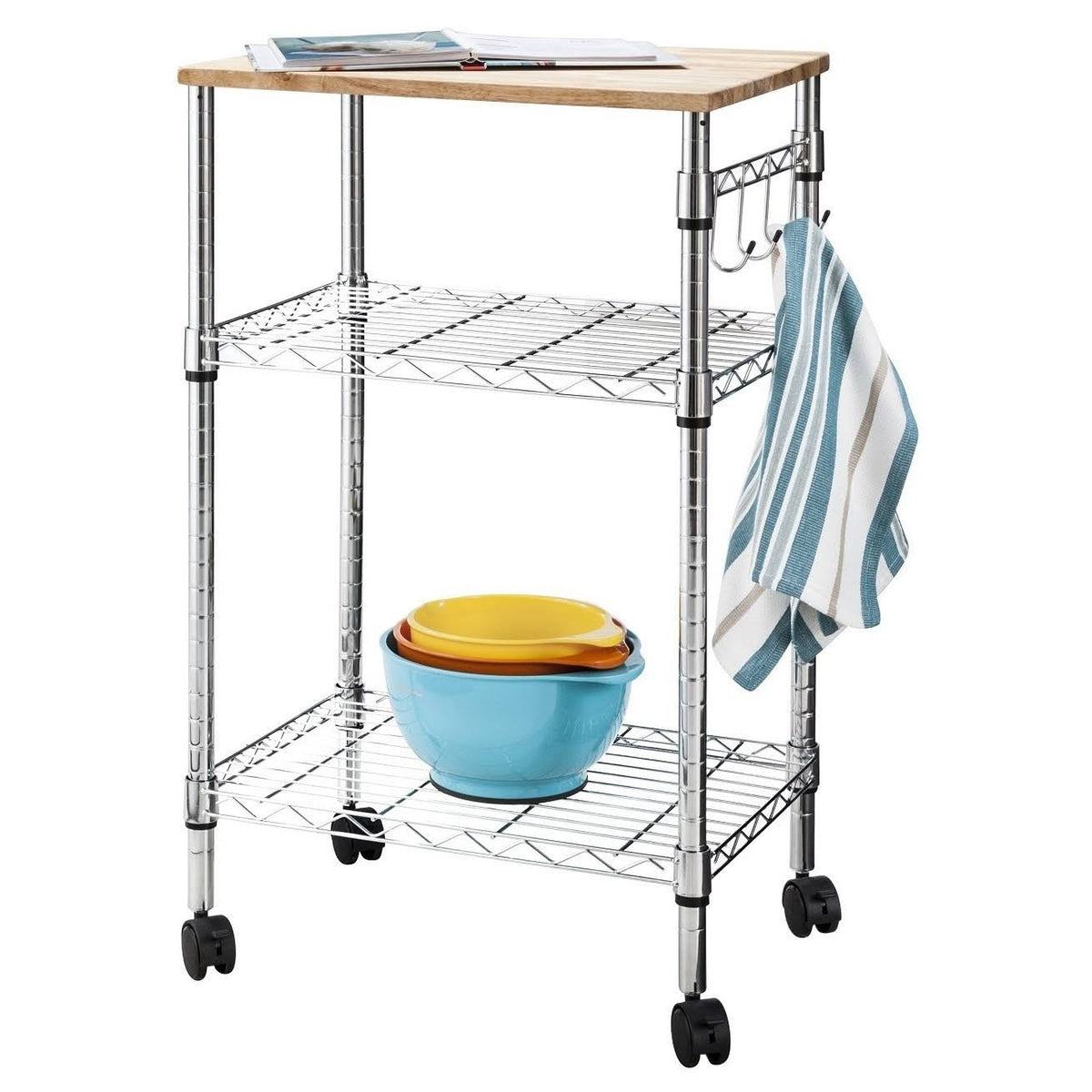 Microwave Cart with Wood Block Top Metal G30253