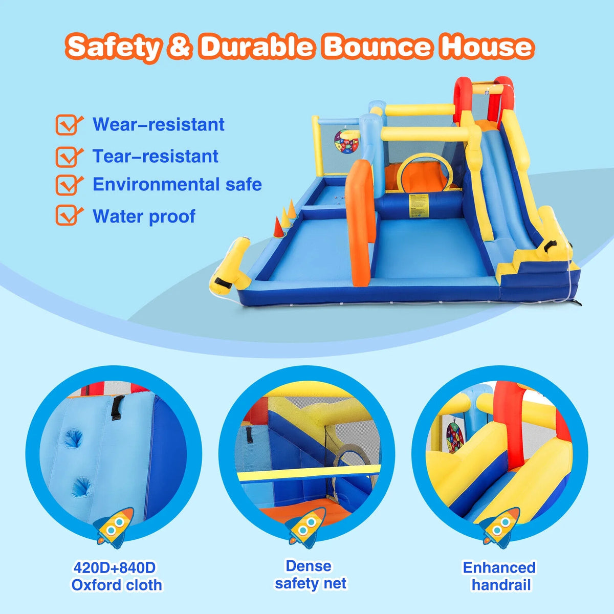 Inflatable Water Slide Bounce House with Splash Pool G340970