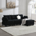 Black Velvet Sectional Sofa with Storage Ottoman L9800