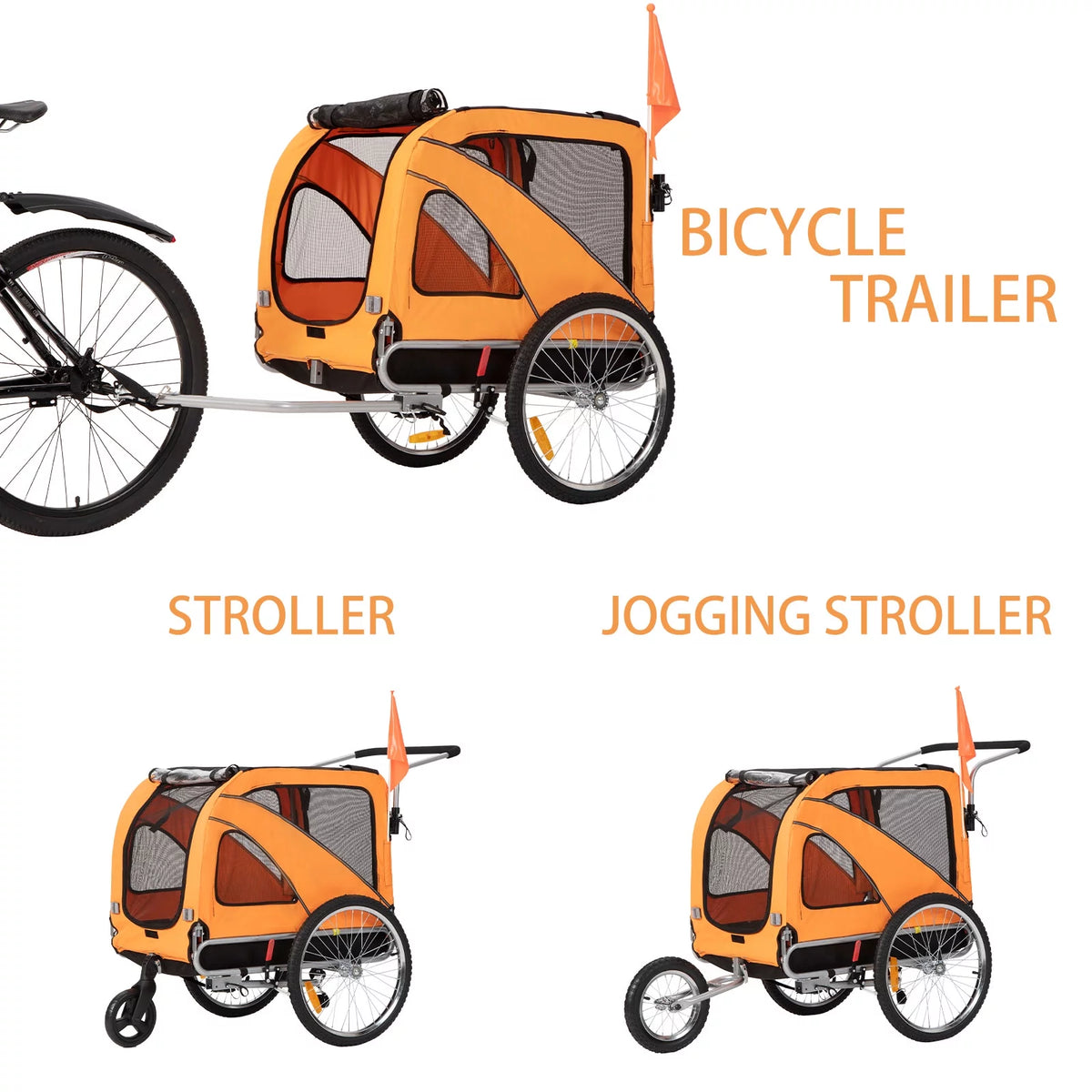 Red 3-in-1 Dog Bicycle Trailer and Stroller R766