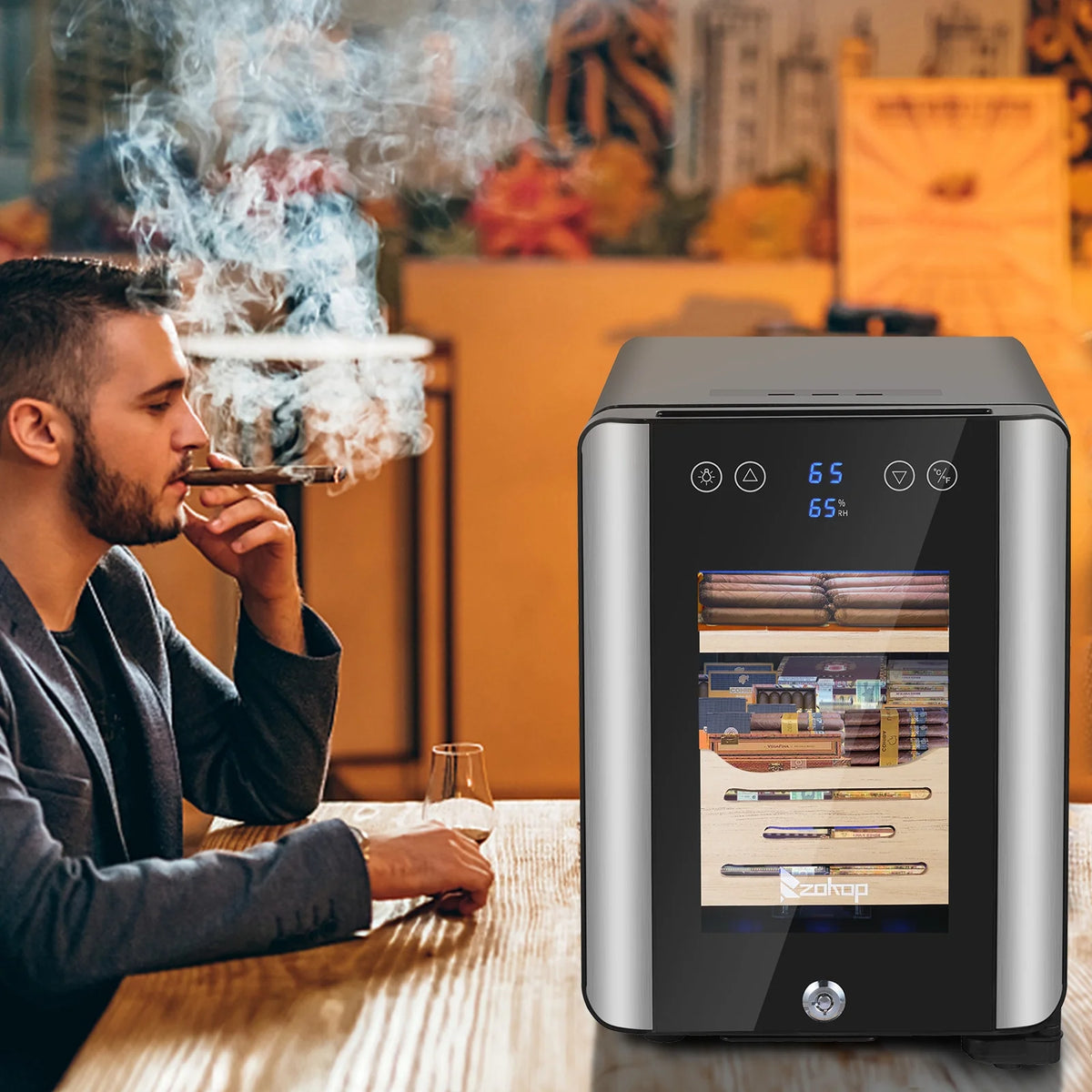 25L Electric Cigar Humidor for 150 Counts with Digital Hygrometer B54868