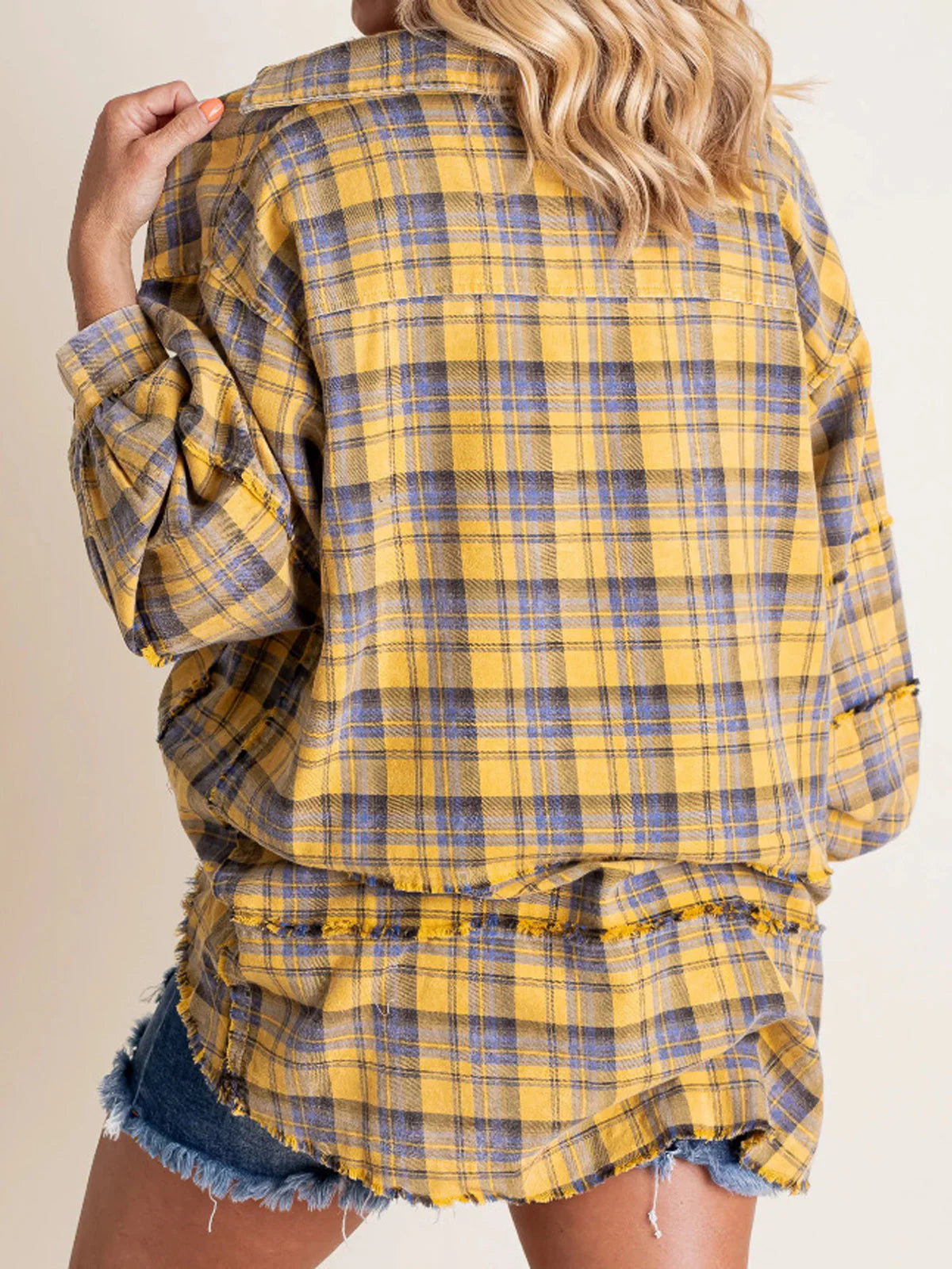 Washed Oversized Shirt Jacket with Pockets B360
