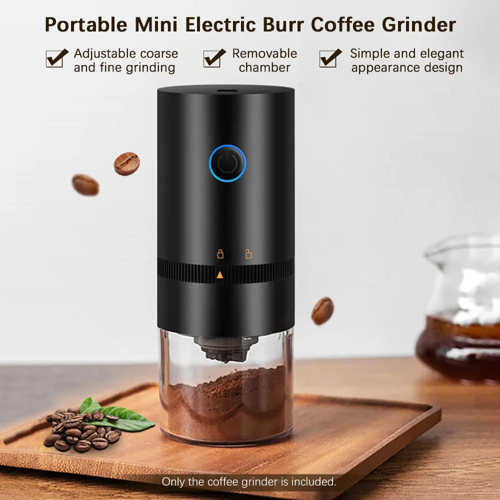 Portable Mini Electric Burr Coffee Grinder with Adjustable Coarse Fine Grinding Removable Chamber H3832