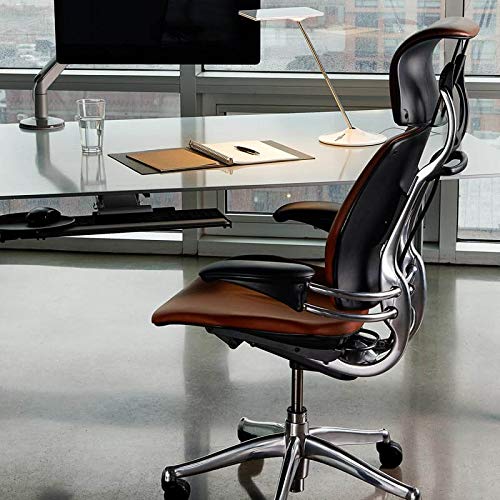 Polished Aluminum Ergonomic Office Chair with Headrest and Adjustable Arms V276418