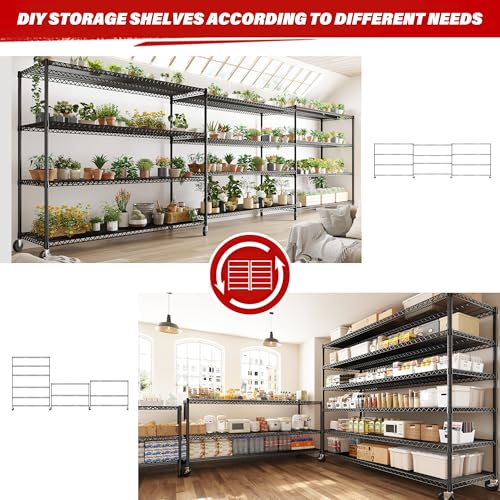 4 Tier Steel Wire Shelving Unit on Wheels J16610