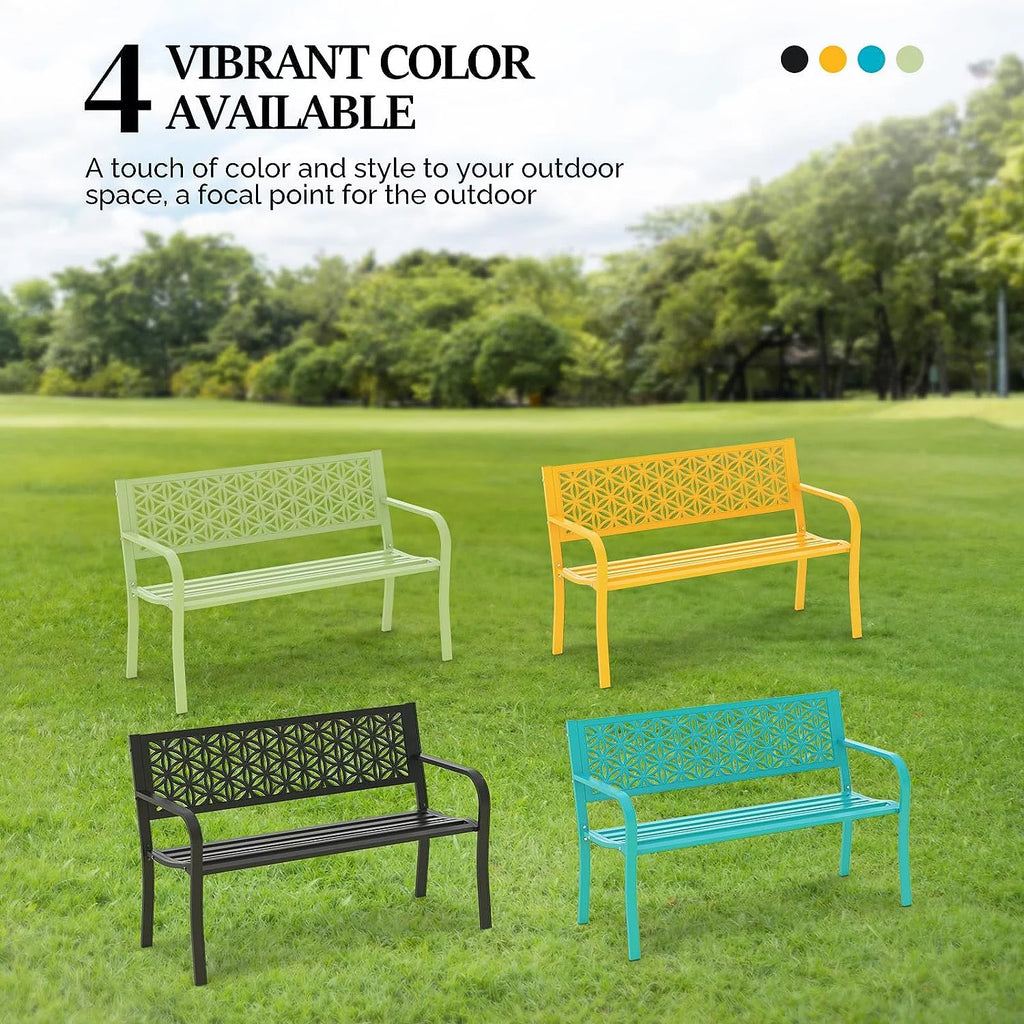 Yellow Metal Outdoor Bench N8949