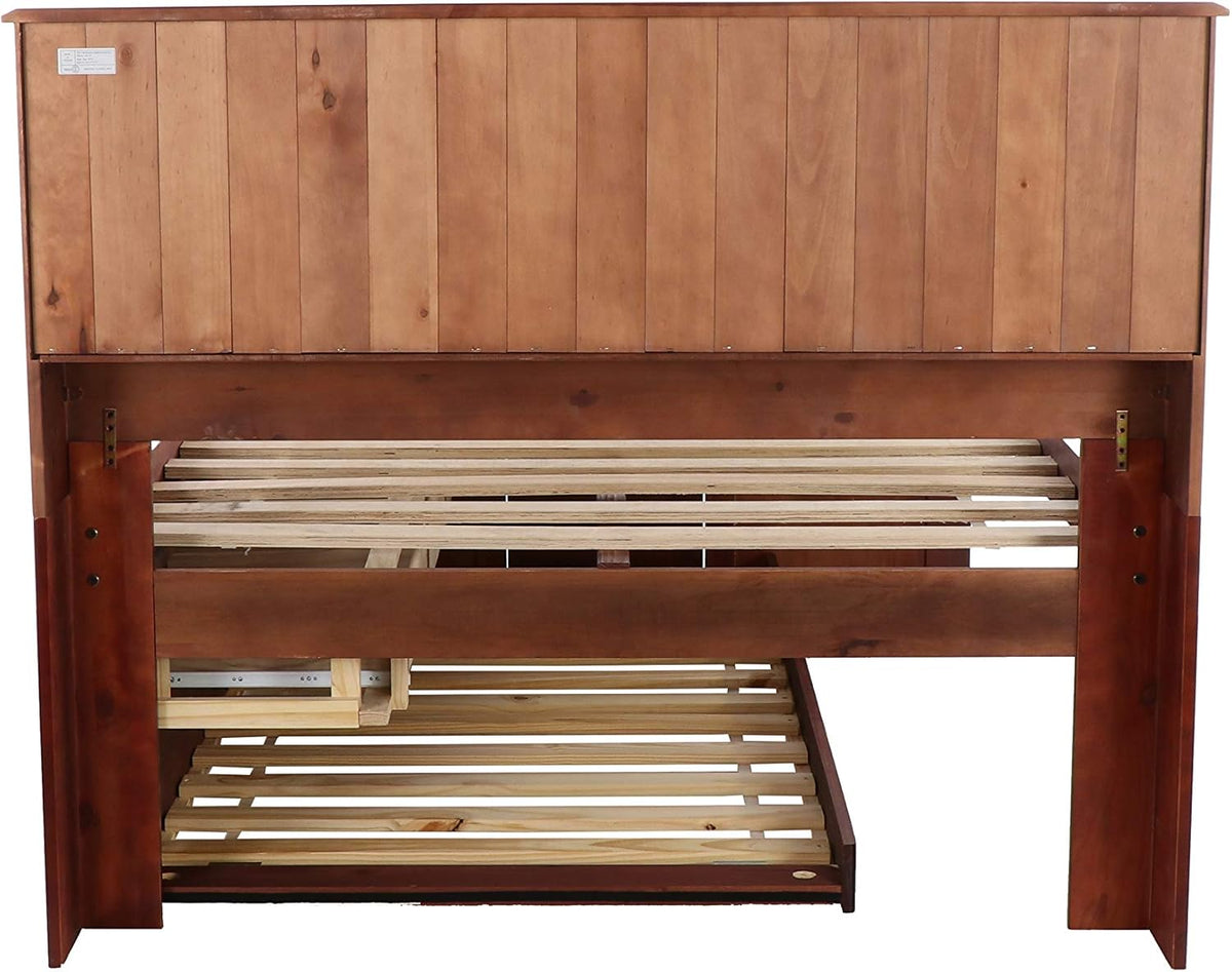 Merlot Bookcase Bed with 3 Drawers & Trundle O6870