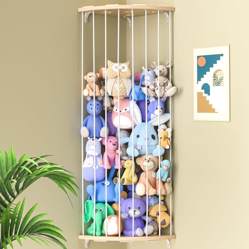Wood Corner Stuffed Animal Storage Organizer with Star Pattern O59290