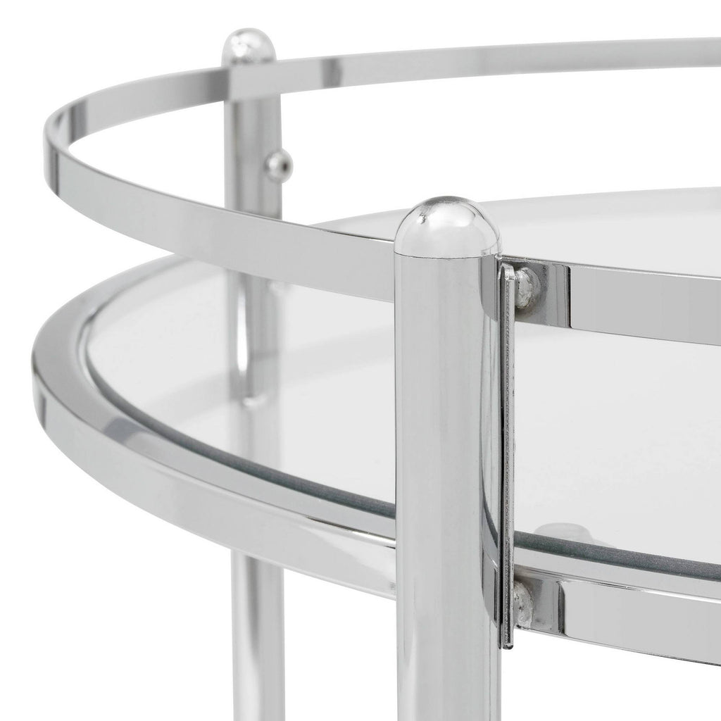 24x22 Round Cart Chrome Clear Glass S7791