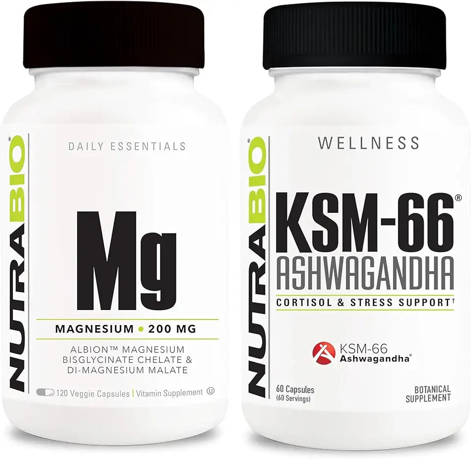 Magnesium and Ashwagandha Vitamin and Herbal Supplement Bundle R157