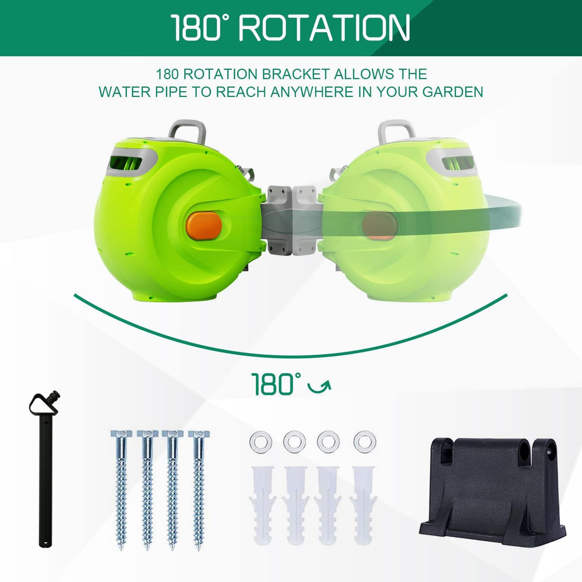 1/2'' x 100 FT Retractable Hose Reel with 8 Patterns Nozzle G1624
