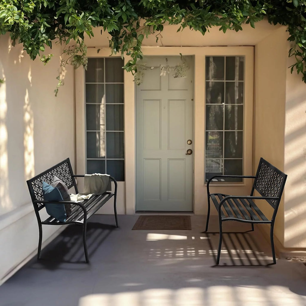 Yellow Metal Outdoor Bench N8949