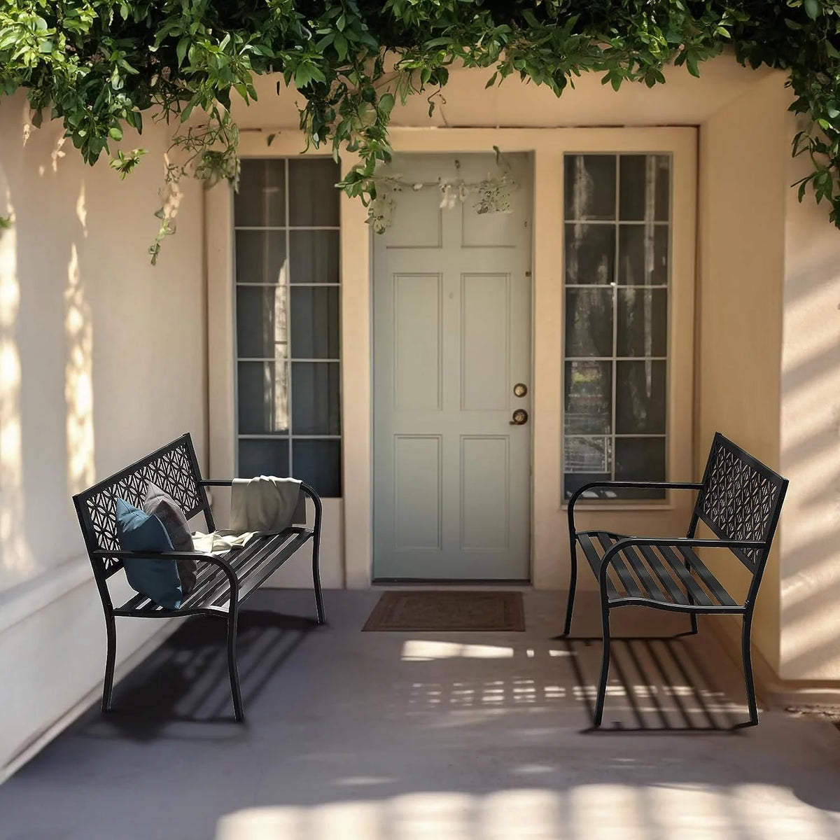 Yellow Metal Outdoor Bench N8949