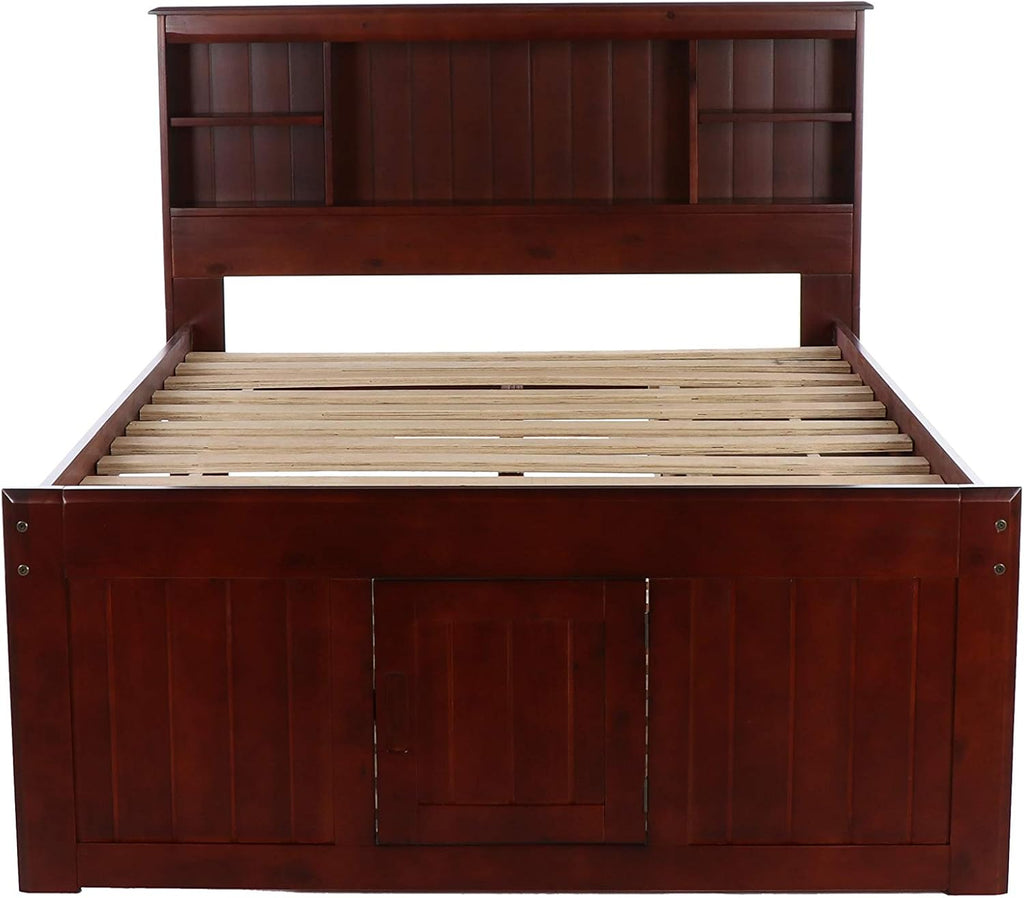 Merlot Bookcase Bed with 3 Drawers & Trundle O6870