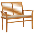 Patio Bench with Beige Cushion Solid Teak Wood W912168